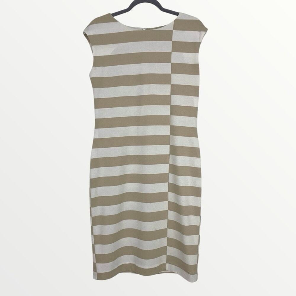 Doncaster Beige and White Striped Bodycon Dress